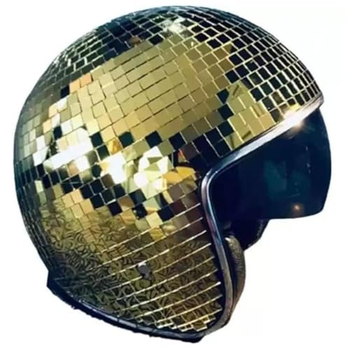 Helm Discokugel, Um Die Wilde Helm Discokugel Mit Dem Glanz Von Glasfliesen Passen Disco Ball Hat Stage Bar Party,gold von Wizvox