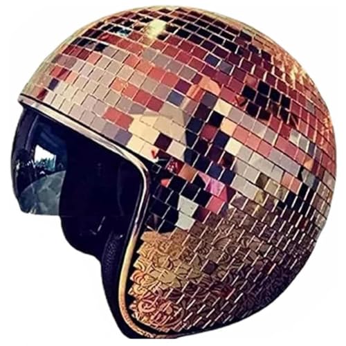 Wizvox Discokugel Helm, Um Die Wilde Disco Ball Helmets Einziehbares Sonnenschutzbrett Discokugel Hut Stage Bar Party,Rosegold von Wizvox