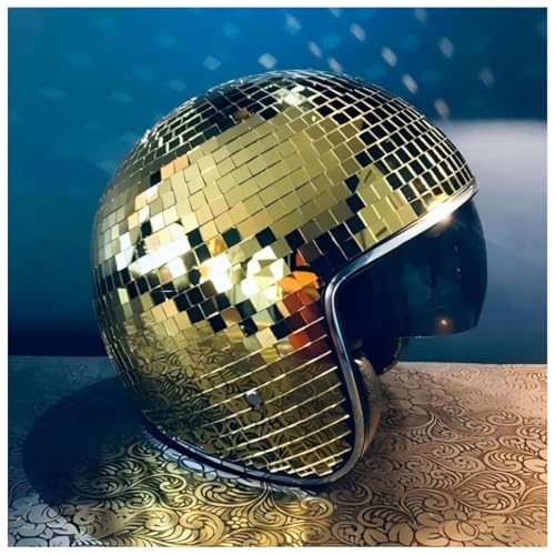 Wizvox Discokugel Hut, Reflektierenden Design Disco Ball Helmets Mit Dem Glanz Von Glasfliesen Passen Club Helmets Hochzeiten,gold von Wizvox