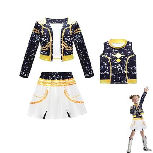 Wizvox Kostüm für Mädchen Popsängerin-Kostüm, Halloween-Party, Cosplay, komplettes Bühnenoutfit-Set,A-120 von Wizvox