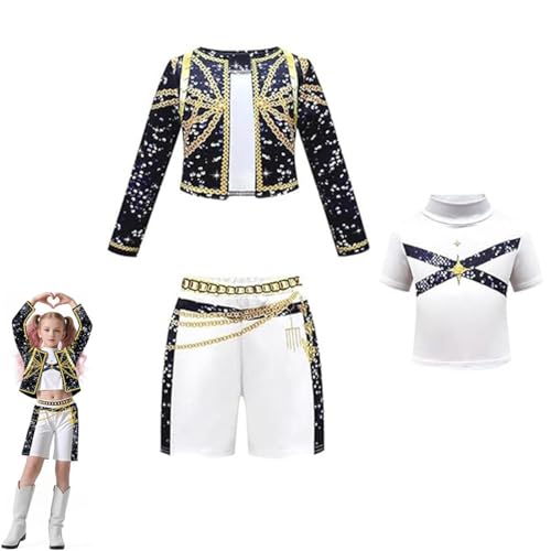 Wizvox Mädchenkostüm Popsängerin-Kostüm, Halloween-Party, Cosplay, komplettes Bühnenoutfit-Set,B-150 von Wizvox