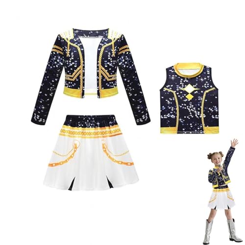 Wizvox Popsängerin-Kostüm für Mädchen Anime-Cosplay-Kostüm mit Mantel, Oberteil und Shorts für Mädchen,A-140 von Wizvox