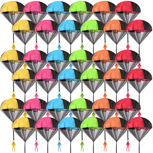 Wizzosivoor Fallschirm-Spielzeug, kein Verheddern, Werfen von Männern, Handwurf, Armee-Mann, 6 Farben, Partygeschenke, keine Batterie oder Montage erforderlich, 36 Stück von Wizzosivoor