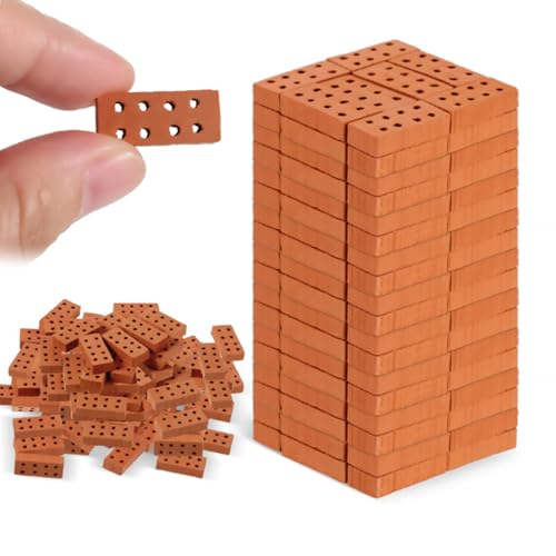 Wjelet 60 Stück Mini Simulation Ziegel, 1:16 Mini Scale Ziegel, Miniatur-Bausteine Set für DIY Bauen Puppenhaus Garten Haus Deko Simulation Backsteine Diorama (Ziegelrot) von Wjelet