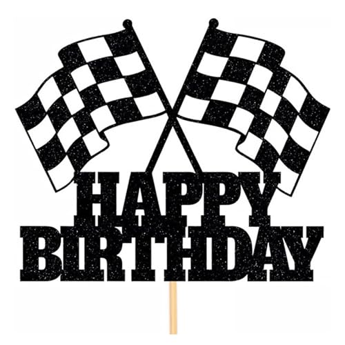 Wjelet Geburtstagskuchenaufsatz mit Racing-Thema, Happy Birthday-Kuchenaufsatz mit Rennflaggen für die Geburtstagsfeier Wjelet Geburtstagskuchenaufsatz mit Racing-Thema, Happy Birthday-Kuchenaufsatz mit Rennflaggen für die Geburtstagsfeier von Wjelet