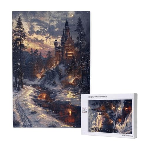 Architektur Puzzle 1000 Teile Erwachsene, DIY Schneeszene Puzzle Design für Erwachsene und Kinder ab 5 Jahren, Puzzel mit Geschenkbox Verpackung for Zimmer Deko Wohnzimmer, Geschenke für Frauen -7669 von Wjffnzbz