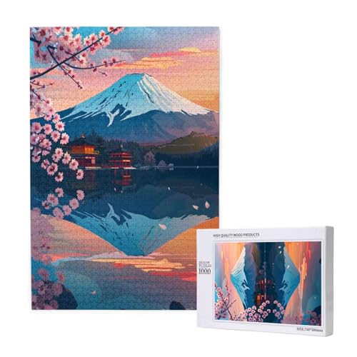 Berg Fuji Puzzle 1000 Teile Erwachsene, DIY Kirschblüten Puzzle Design für Erwachsene und Kinder ab 5 Jahren, Puzzel mit Geschenkbox Verpackung for Zimmer Deko Wohnzimmer, Geschenke für Frauen -8889 von Wjffnzbz