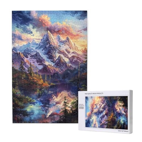 Berg Puzzle 1000 Teile Erwachsene, DIY Landschaft Puzzle Design für Erwachsene und Kinder ab 5 Jahren, HD Farbe Puzzel mit Geschenkbox Verpackung for Zimmer Deko Wohnzimmer, Geschenke für Frauen -8349 von Wjffnzbz