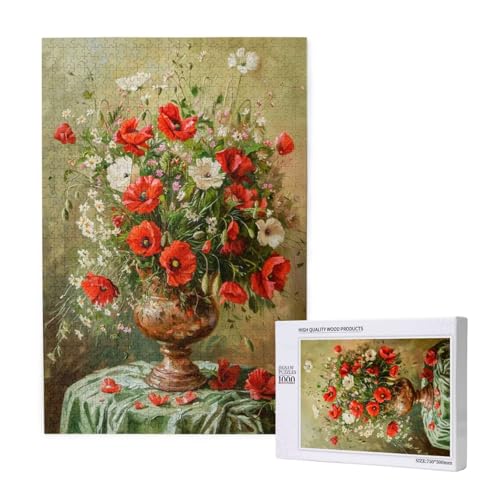 Blume Puzzle 1000 Teile Erwachsene, 5D DIY Kunst Puzzle Design für Erwachsene und Kinder ab 5 Jahren, HD Farbe Puzzel mit Geschenkbox Verpackung for Zimmer Deko Wohnzimmer, Geschenke für Frauen -9049 von Wjffnzbz