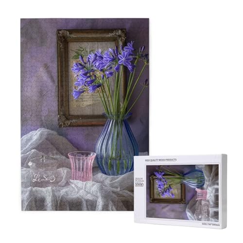 Blume Puzzle 1000 Teile Erwachsene, DIY Lila Puzzle Design für Erwachsene und Kinder ab 5 Jahren, HD Farbe Puzzel mit Geschenkbox Verpackung for Wand Zimmer Deko Wohnzimmer, Geschenke für Frauen -9769 von Wjffnzbz