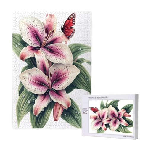 Blume Puzzle 1000 Teile Erwachsene, Schmetterling Puzzle Design für Erwachsene und Kinder ab 5 Jahren, Farbe Puzzel mit Geschenkbox Verpackung for Zimmer Deko Wohnzimmer, Geschenke für Frauen -5534 von Wjffnzbz
