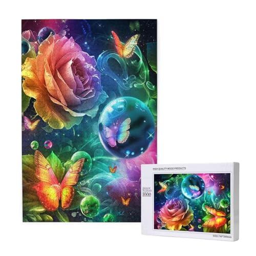 Blume Puzzle 1000 Teile Erwachsene, Schmetterling Puzzle Design für Erwachsene und Kinder ab 5 Jahren, Farbe Puzzel mit Geschenkbox Verpackung for Zimmer Deko Wohnzimmer, Geschenke für Frauen -6139 von Wjffnzbz