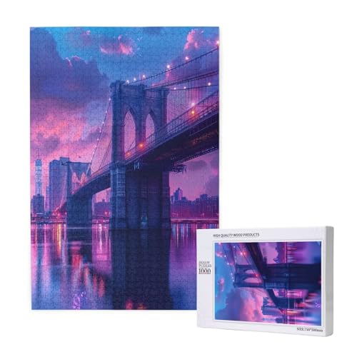 Brooklyn-Brücke Puzzle 1000 Teile Erwachsene, Landschaft Puzzle Design für Erwachsene und Kinder ab 5 Jahren, Puzzel mit Geschenkbox Verpackung for Zimmer Deko Wohnzimmer, Geschenke für Frauen -7769 von Wjffnzbz