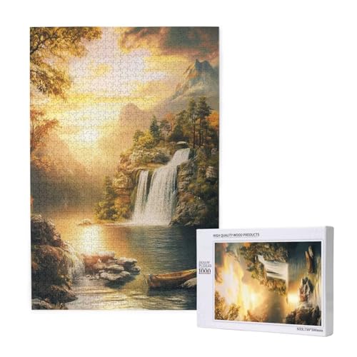 Fallen Puzzle 1000 Teile Erwachsene, DIY Sonnenuntergang Puzzle Design für Erwachsene und Kinder ab 5 Jahren, Puzzel mit Geschenkbox Verpackung for Zimmer Deko Wohnzimmer, Geschenke für Frauen -5794 von Wjffnzbz