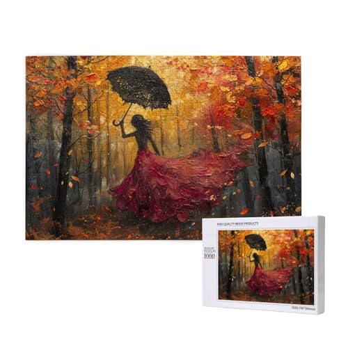 Frau Puzzle 1000 Teile Erwachsene, Ahornblattwald Puzzle Design für Erwachsene und Kinder ab 5 Jahren, Farbe Puzzel mit Geschenkbox Verpackung for Zimmer Deko Wohnzimmer, Geschenke für Frauen -4214 von Wjffnzbz