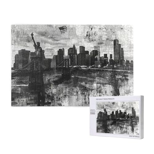 Freiheitsstatue Puzzle 1500 Teile Erwachsene, Stadtbild Puzzle Design für Erwachsene und Kinder ab 5 Jahren, Puzzel mit Geschenkbox Verpackung for Zimmer Deko Wohnzimmer, Geschenke für Frauen -4140 von Wjffnzbz