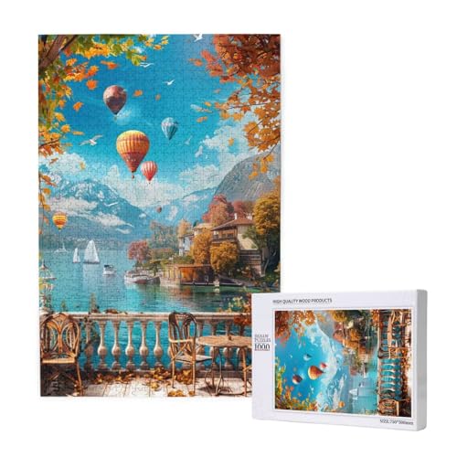 Heißluftballon Puzzle 1000 Teile Erwachsene, Landschaft Puzzle Design für Erwachsene und Kinder ab 5 Jahren, Puzzel mit Geschenkbox Verpackung for Zimmer Deko Wohnzimmer, Geschenke für Frauen -8164 von Wjffnzbz