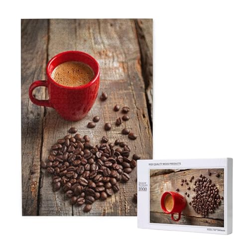 Kaffee Puzzle 1000 Teile Erwachsene, Kaffeebohnen Puzzle Design für Erwachsene und Kinder ab 5 Jahren, Farbe Puzzel mit Geschenkbox Verpackung for Zimmer Deko Wohnzimmer, Geschenke für Frauen -9229 von Wjffnzbz