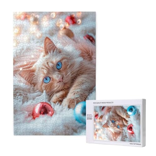 Katze Puzzle 1000 Teile Erwachsene, DIY Niedlich Puzzle Design für Erwachsene und Kinder ab 5 Jahren, HD Farbe Puzzel mit Geschenkbox Verpackung for Zimmer Deko Wohnzimmer, Geschenke für Frauen -8484 von Wjffnzbz