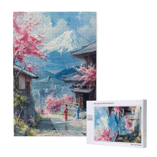 Kirschblüten Puzzle 1000 Teile Erwachsene, DIY Berg Fuji Puzzle Design für Erwachsene und Kinder ab 5 Jahren, Puzzel mit Geschenkbox Verpackung for Zimmer Deko Wohnzimmer, Geschenke für Frauen -7314 von Wjffnzbz