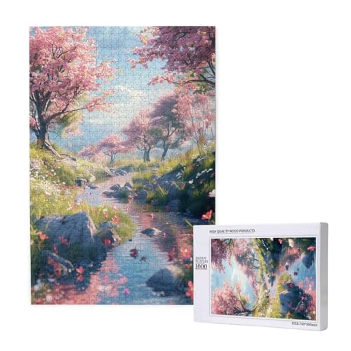 Kirschblüten Puzzle 1000 Teile Erwachsene, DIY Landschaft Puzzle Design für Erwachsene und Kinder ab 5 Jahren, Puzzel mit Geschenkbox Verpackung for Zimmer Deko Wohnzimmer, Geschenke für Frauen -5829 von Wjffnzbz
