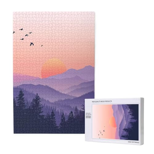 Landschaft Puzzle 1000 Teile Erwachsene, Sonnenuntergang Puzzle Design für Erwachsene und Kinder ab 5 Jahren, Puzzel mit Geschenkbox Verpackung for Zimmer Deko Wohnzimmer, Geschenke für Frauen -9889 von Wjffnzbz