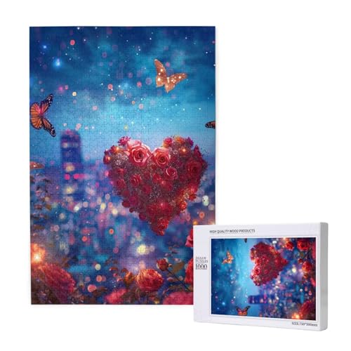 Liebe Puzzle 1000 Teile Erwachsene, Schmetterling Puzzle Design für Erwachsene und Kinder ab 5 Jahren, Farbe Puzzel mit Geschenkbox Verpackung for Zimmer Deko Wohnzimmer, Geschenke für Frauen -8914 von Wjffnzbz