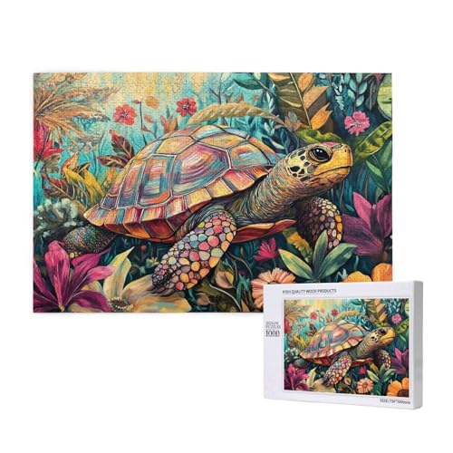 Meeresschildkröte Puzzle 1000 Teile Erwachsene, DIY Kunst Puzzle Design für Erwachsene und Kinder ab 5 Jahren, Puzzel mit Geschenkbox Verpackung for Zimmer Deko Wohnzimmer, Geschenke für Frauen -3374 von Wjffnzbz