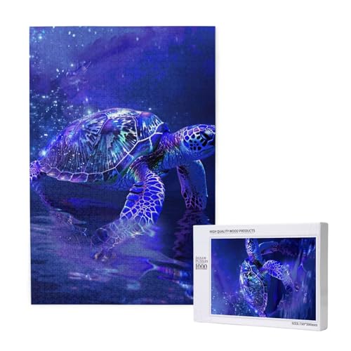 Meeresschildkröte Puzzle 1000 Teile Erwachsene, DIY Lila Puzzle Design für Erwachsene und Kinder ab 5 Jahren, Puzzel mit Geschenkbox Verpackung for Zimmer Deko Wohnzimmer, Geschenke für Frauen -8424 von Wjffnzbz