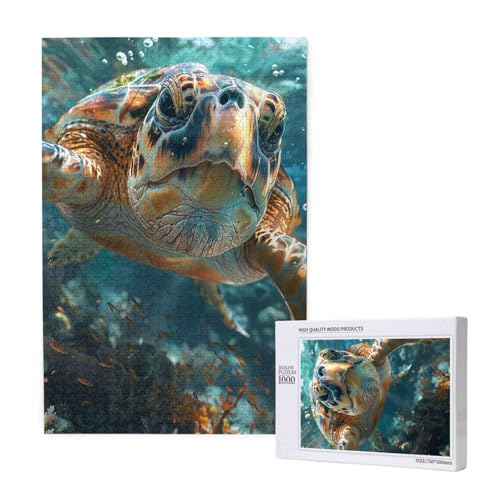 Meeresschildkröte Puzzle 1500 Teile Erwachsene, Koralle Puzzle Design für Erwachsene und Kinder ab 5 Jahren, Puzzel mit Geschenkbox Verpackung for Zimmer Deko Wohnzimmer, Geschenke für Frauen -7800 von Wjffnzbz