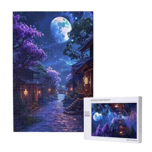 Mond Puzzle 1000 Teile Erwachsene, DIY Dorf Puzzle Design für Erwachsene und Kinder ab 5 Jahren, HD Farbe Puzzel mit Geschenkbox Verpackung for Wand Zimmer Deko Wohnzimmer, Geschenke für Frauen -9194 von Wjffnzbz