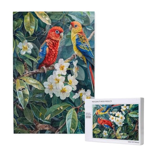 Papagei Puzzle 1000 Teile Erwachsene, DIY Blume Puzzle Design für Erwachsene und Kinder ab 5 Jahren, HD Farbe Puzzel mit Geschenkbox Verpackung for Zimmer Deko Wohnzimmer, Geschenke für Frauen -9914 von Wjffnzbz