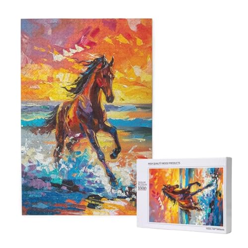 Pferd Puzzle 1500 Teile Erwachsene, Sonnenuntergang Puzzle Design für Erwachsene und Kinder ab 5 Jahren, Farbe Puzzel mit Geschenkbox Verpackung for Zimmer Deko Wohnzimmer, Geschenke für Frauen -9355 Pferd Puzzle 1500 Teile Erwachsene, Sonnenuntergang Puzzle Design für Erwachsene und Kinder ab 5 Jahren, Farbe Puzzel mit Geschenkbox Verpackung for Zimmer Deko Wohnzimmer, Geschenke für Frauen -9355 von Wjffnzbz