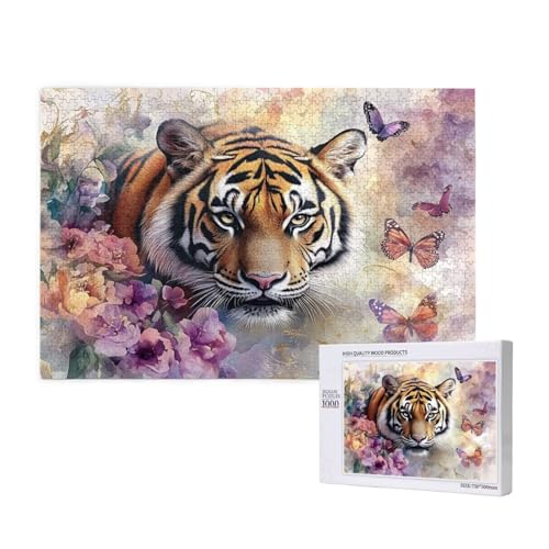 Schmetterling Puzzle 1000 Teile Erwachsene, Tiger Puzzle Design für Erwachsene und Kinder ab 5 Jahren, Farbe Puzzel mit Geschenkbox Verpackung for Zimmer Deko Wohnzimmer, Geschenke für Frauen -4919 von Wjffnzbz