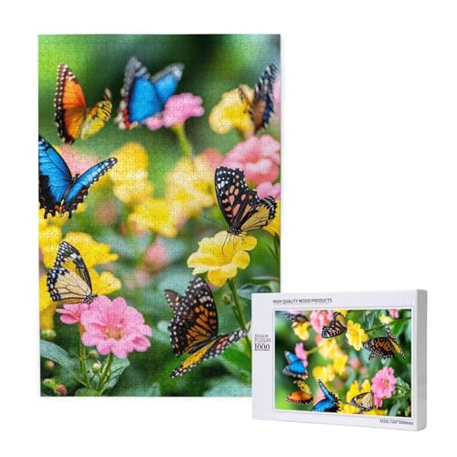 Schmetterling Puzzle 1500 Teile Erwachsene, Blume Puzzle Design für Erwachsene und Kinder ab 5 Jahren, Farbe Puzzel mit Geschenkbox Verpackung for Zimmer Deko Wohnzimmer, Geschenke für Frauen -6565 von Wjffnzbz