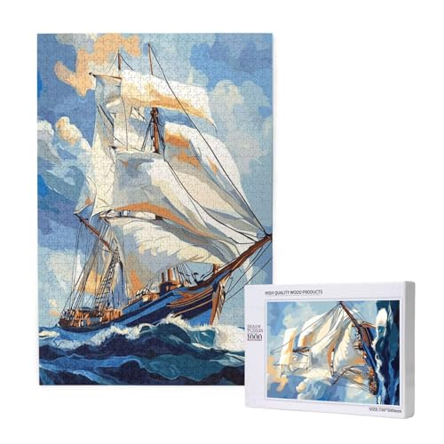 Segelboot Puzzle 1000 Teile Erwachsene, Landschaft Puzzle Design für Erwachsene und Kinder ab 5 Jahren, Farbe Puzzel mit Geschenkbox Verpackung for Zimmer Deko Wohnzimmer, Geschenke für Frauen -5454 von Wjffnzbz