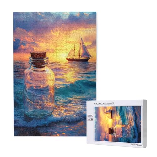 Segelboot Puzzle 1000 Teile Erwachsene, Sonnenuntergang Puzzle Design für Erwachsene und Kinder ab 5 Jahren, Puzzel mit Geschenkbox Verpackung for Zimmer Deko Wohnzimmer, Geschenke für Frauen -6654 von Wjffnzbz
