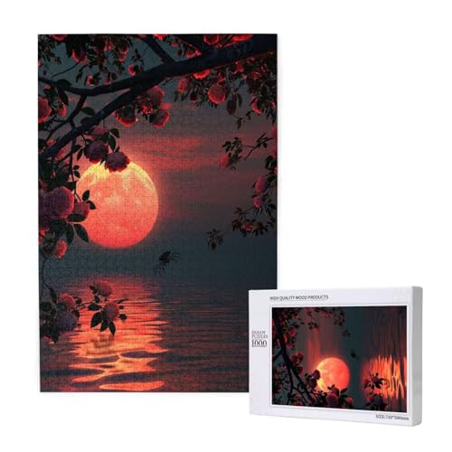 Sonnenuntergang Puzzle 1000 Teile Erwachsene, See Puzzle Design für Erwachsene und Kinder ab 5 Jahren, Farbe Puzzel mit Geschenkbox Verpackung for Zimmer Deko Wohnzimmer, Geschenke für Frauen -7139 von Wjffnzbz