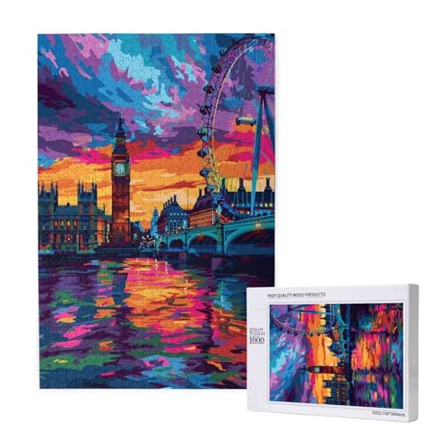 Stadt Puzzle 1500 Teile Erwachsene, DIY Riesenrad Puzzle Design für Erwachsene und Kinder ab 5 Jahren, HD Farbe Puzzel mit Geschenkbox Verpackung for Zimmer Deko Wohnzimmer, Geschenke für Frauen -9715 von Wjffnzbz