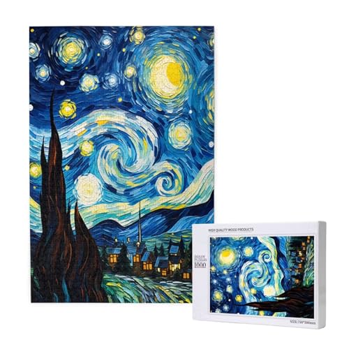 Sternenhimmel Puzzle 1000 Teile Erwachsene, kleine Stadt Puzzle Design für Erwachsene und Kinder ab 5 Jahren, Puzzel mit Geschenkbox Verpackung for Zimmer Deko Wohnzimmer, Geschenke für Frauen -5699 von Wjffnzbz