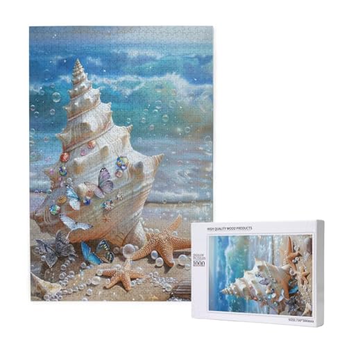 Strand Puzzle 1000 Teile Erwachsene, DIY Muschel Puzzle Design für Erwachsene und Kinder ab 5 Jahren, HD Farbe Puzzel mit Geschenkbox Verpackung for Zimmer Deko Wohnzimmer, Geschenke für Frauen -8509 von Wjffnzbz