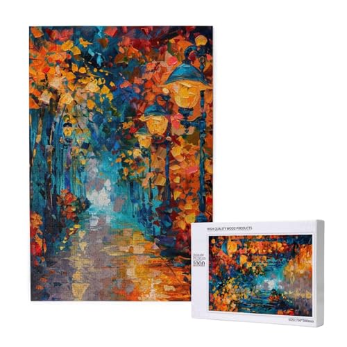 Straße Puzzle 1000 Teile Erwachsene, Straßenlaterne Puzzle Design für Erwachsene und Kinder ab 5 Jahren, Farbe Puzzel mit Geschenkbox Verpackung for Zimmer Deko Wohnzimmer, Geschenke für Frauen -6659 von Wjffnzbz
