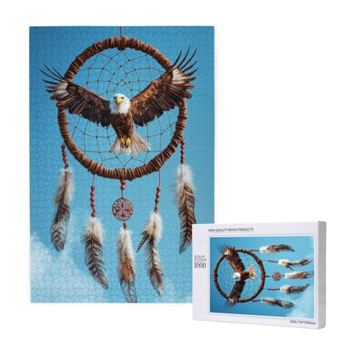 Traumfänger Puzzle 1000 Teile Erwachsene, Adler Puzzle Design für Erwachsene und Kinder ab 5 Jahren, HD Farbe Puzzel mit Geschenkbox Verpackung for Zimmer Deko Wohnzimmer, Geschenke für Frauen -5234 von Wjffnzbz