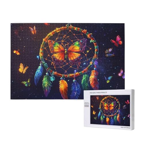 Traumfänger Puzzle 1000 Teile Erwachsene, Schmetterling Puzzle Design für Erwachsene und Kinder ab 5 Jahren, Puzzel mit Geschenkbox Verpackung for Zimmer Deko Wohnzimmer, Geschenke für Frauen -3399 von Wjffnzbz