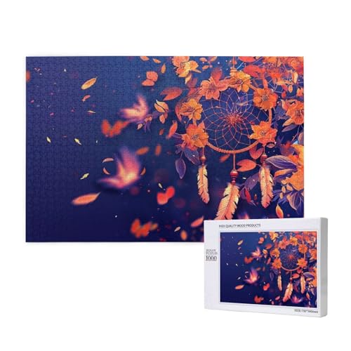 Traumfänger Puzzle 1000 Teile Erwachsene, Schmetterling Puzzle Design für Erwachsene und Kinder ab 5 Jahren, Puzzel mit Geschenkbox Verpackung for Zimmer Deko Wohnzimmer, Geschenke für Frauen -4669 von Wjffnzbz