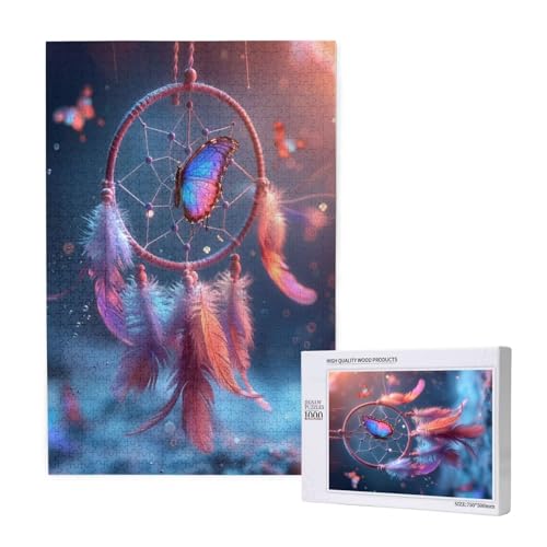 Traumfänger Puzzle 1000 Teile Erwachsene, Schmetterling Puzzle Design für Erwachsene und Kinder ab 5 Jahren, Puzzel mit Geschenkbox Verpackung for Zimmer Deko Wohnzimmer, Geschenke für Frauen -7954 von Wjffnzbz
