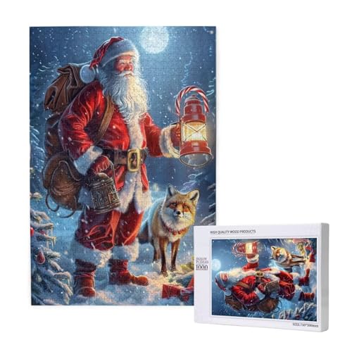 Weihnachtsmann Puzzle 1500 Teile Erwachsene, Fuchs Puzzle Design für Erwachsene und Kinder ab 5 Jahren, Farbe Puzzel mit Geschenkbox Verpackung for Zimmer Deko Wohnzimmer, Geschenke für Frauen -8580 von Wjffnzbz