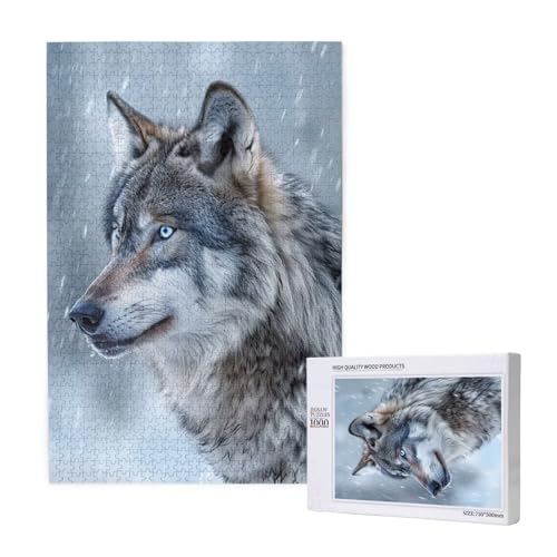Wolf Puzzle 1000 Teile Erwachsene, DIY Tier Puzzle Design für Erwachsene und Kinder ab 5 Jahren, HD Farbe Puzzel mit Geschenkbox Verpackung for Wand Zimmer Deko Wohnzimmer, Geschenke für Frauen -9959 von Wjffnzbz