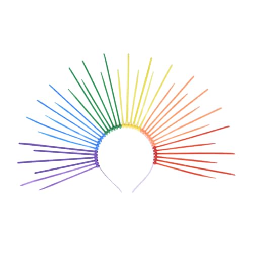 Wjsdsg Modische Regenbogen Halos Kopfbedeckung Für Musikfestivals Stilvolle Kostüm Kopfbedeckung Verstellbare Größe Kopfschmuck Zubehör von Wjsdsg
