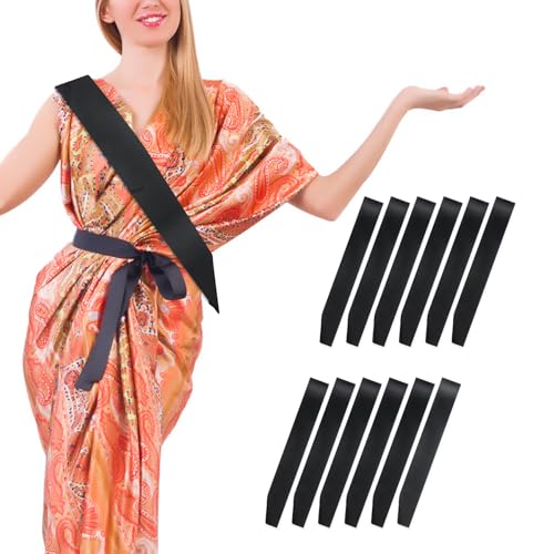 12 DIY Plain Satin Sash,Blank Satin Schärpen,Schärpe Schwarz Schärpen,Schärpe Bedrucken,Schärpe Junggesellinnenabschied,Einfarbige Schärpen Zum Dekorieren Von Festzügen,Blank Hen Night Party Schärpen von Wkjeneare